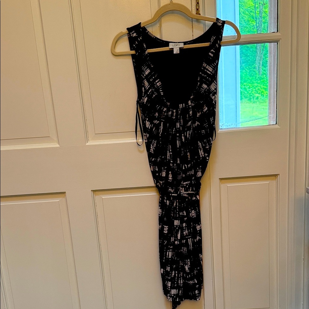 LOFT Black and White Midi Dress